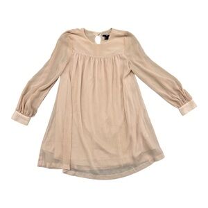 Blush Tan Mesh Lined Sleeved Dress